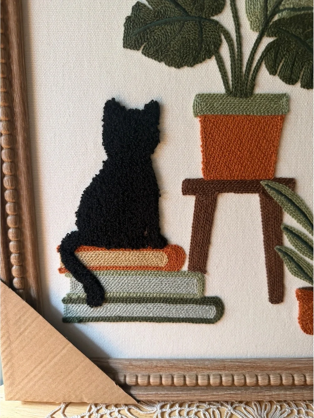 BP Home Woven Artistry Framed Wall Art with Cat and Plants Design